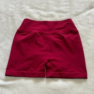 Women's Red High-Waisted with V-back Shorts